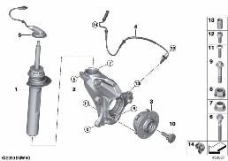 Veerpoot voor VDC / aanbouwdelen diagram for BMW X1 F48 LCI 20dX