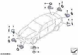 PARK DISTANCE CONTROL (PDC) diagram for BMW 7 Series G12 LCI 745LeX