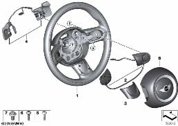 Σπορ τιμόνι αερόσ.πολ.λειτ.πλήκτρ.paddle diagram for BMW MINI R56 One