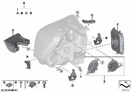 SINGLE PARTS, HEADLIGHT LED diagram for BMW 2 Series F46 Gran Tourer LCI 218dX