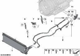 TRANSMISSION OIL COOLER/OIL COOLER LINE diagram for BMW X3 G01 LCI 20i