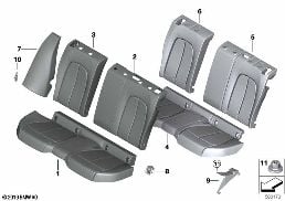 SEAT REAR, UPHOLSTERY & COVER BASE SEAT diagram for BMW 1 Series F40 120dX