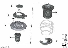 GUIDE SUPPORT/SPRING PAD/ATTACHING PARTS diagram for BMW 2 Series F44 Gran Coupé 220iX