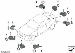 PARK DISTANCE CONTROL (PDC) diagram for BMW 2 Series F22 220i