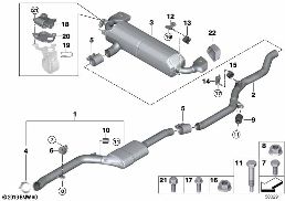 Impianto di scarico posteriore diagram for BMW 7 Series G11 LCI 730i