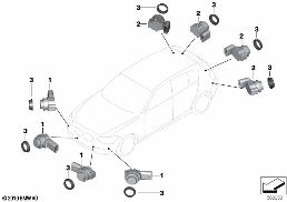 Parkovací zařízení (PDC) diagram for BMW 2 Series F87 M2 M2