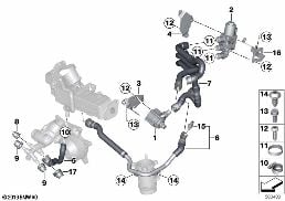 冷却システム - EGR diagram for BMW 5 Series F10 LCI 530d