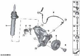 FRONT SPRING STRUT/CARRIER/WHEEL BEARING diagram for BMW MINI Cabrio F57 LCI Cooper