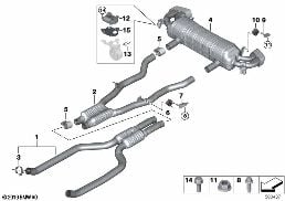 EXHAUST SYSTEM, REAR diagram for BMW 5 Series G30 LCI M550iX