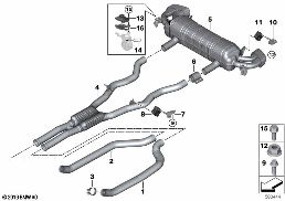 EXHAUST SYSTEM, REAR diagram for BMW 5 Series G30 LCI M550iX