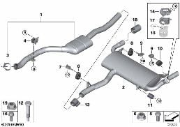 排氣裝置 後部 diagram for BMW X3 G01 LCI 30iX