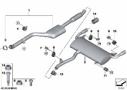 EXHAUST SYSTEM, REAR diagram for BMW X3 G01 LCI 20iX
