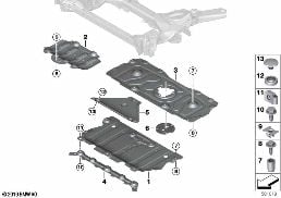 Передний подрамник противоподкатный брус diagram for BMW 3 Series G21 Tуринг LCI 330e