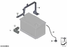 BATTERY HOLDER AND MOUNTING PARTS diagram for BMW X3 F25 28iX