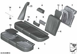 SEAT, REAR, UPHOLSTERY AND COVER diagram for BMW X5 G05 30dX