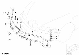 ชิ้นส่วนแยก, ระบบล้างทำความสะอาดไฟหน้า diagram for BMW Z3 E36 2.8
