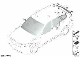 verglazing diagram for BMW X1L F49 LCI X1 25Li