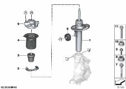 SPR.STRUT FR.INSTALL.PARTS AWD diagram for BMW 3 Series G21 Touring 320dX