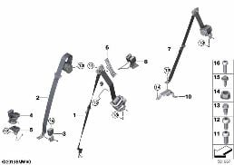 SAFETY BELT REAR diagram for BMW X5 G05 M50dX
