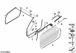 TRIM AND SEALS FOR DOOR, FRONT diagram for BMW 8 Series G14 Convertible 840dX