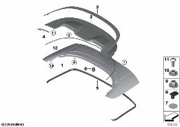 Víko skládací střechy diagram for BMW 8 Series G14 Cabrio 840i