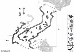 Węże płynu chł. ogrzew. na postoju diagram for BMW 5 Series G30 LCI 540i