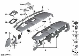 Instrumentenpaneel bovenste gedeelte diagram for BMW Rolls-Royce Cullinan RR31 Cullinan