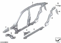 SIDE FRAME SECTION, CENTER diagram for BMW 2 Series F44 Gran Coupé 220iX