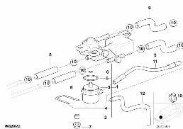 3/2-WAY VALVE AND FUEL HOSES diagram for BMW 7 Series E38 L7