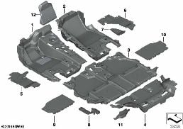 Bodenverkleidung diagram for BMW X7 G07 LCI 40iX