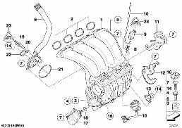 INTAKE MANIFOLD SYSTEM diagram for BMW 3 Series E90 LCI 318i