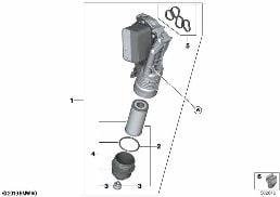 Oljeförsörjning-oljerenare, värmeväxlare diagram for BMW X1 F48 LCI 20iX