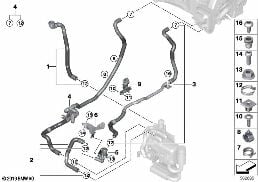 COOLANT HOSES FOR AUXILIARY HEATER diagram for BMW X5 G05 M50iX