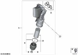 Olievoorziening-oliefilter, warmteruiler diagram for BMW X1L F49 LCI X1 25Li