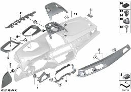 MOUNTING PARTS, I-PANEL, TOP diagram for BMW 5 Series G30 LCI 530d