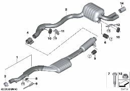 EXHAUST SYSTEM, REAR diagram for BMW 4 Series F32 LCI 420dX