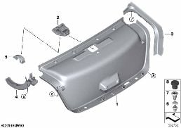 TRUNK LID TRIM PANEL diagram for BMW 7 Series G12 750LdX