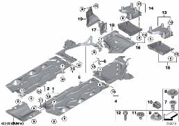 Onderbodembekleding diagram for BMW X1L F49 LCI X1 25Li