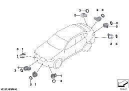 Park Distance Control (PDC) diagram for BMW X4 G02 30iX