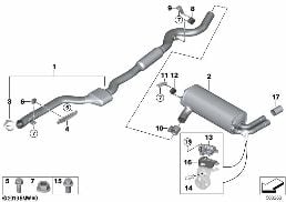 EXHAUST SYSTEM, REAR diagram for BMW 3 Series F30 LCI 320i