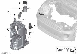 Kap, Cam yıkama sistemi diagram for BMW MINI Clubman F54 One