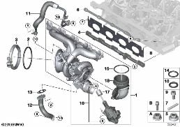 Uitlaatgasturbo met smering diagram for BMW X2 F39 28iX
