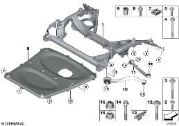 Βάση μπροσ.άξονα εγκάρσ.βραχ./ράβδ.έλξης diagram for BMW 3 Series F80 M3 M3