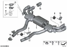 Abgasanlage hinten diagram for BMW X5 M F95 X5 M