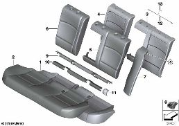 SEAT, REAR, UPHLSTRY/COVER, LOAD-THROUGH diagram for BMW 5 Series F10 LCI 520i