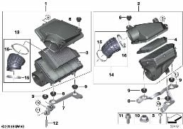 Silenziatore d'aspirazio / Filtro diagram for BMW X7 G07 M50iX