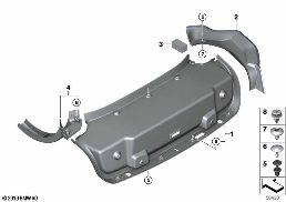 แผงกั้นผนังช่องเก็บสัมภาระ diagram for BMW 8 Series F92 M8 Coupé M8
