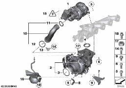Турбонагнетатель diagram for BMW 5 Series F11 535d