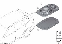 LOUDSPEAKER COMPONENTS FOR HEADLINING diagram for BMW 3 Series G21 Touring LCI 320dX