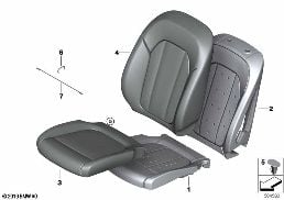 座椅 前部 座墊和座套 標準座椅 diagram for BMW X3 G01 M40dX
